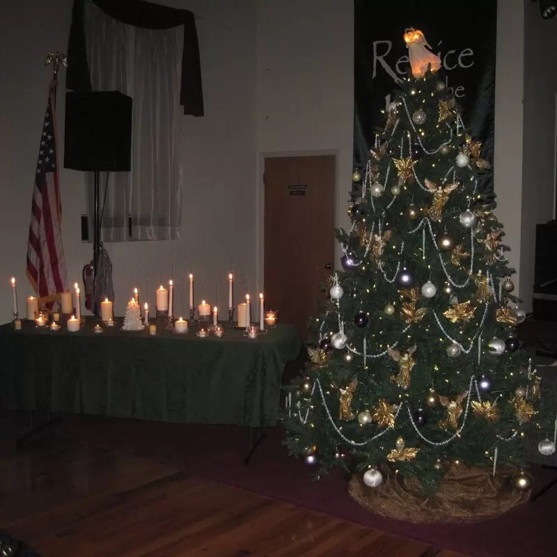 The sanctuary decorated for Christmas