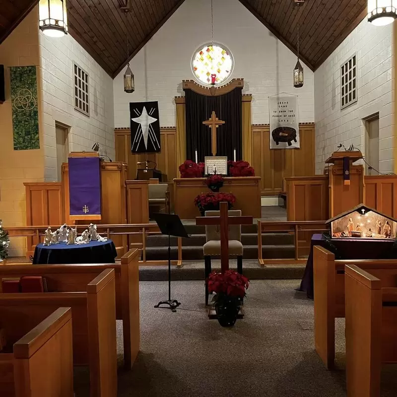 The sanctuary decorated for Christmas