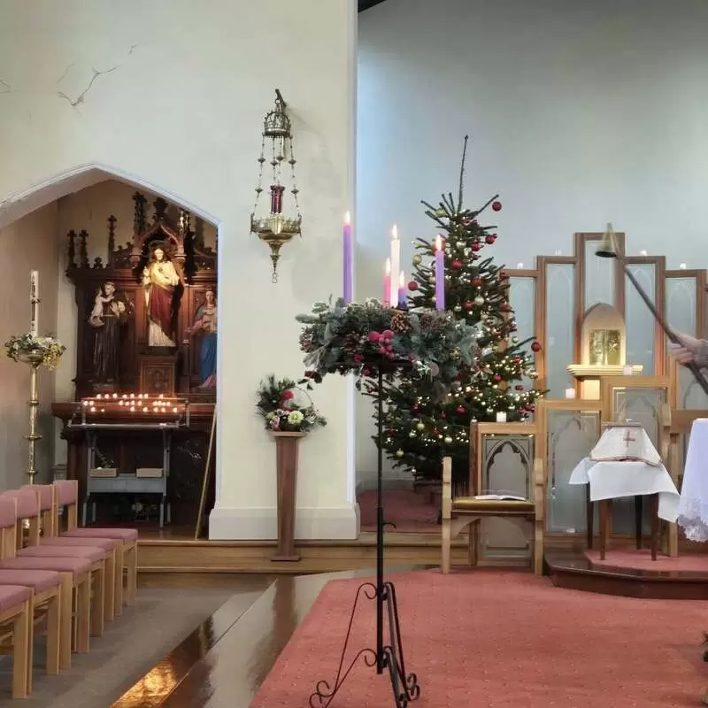 The sanctuary decorated for Christmas