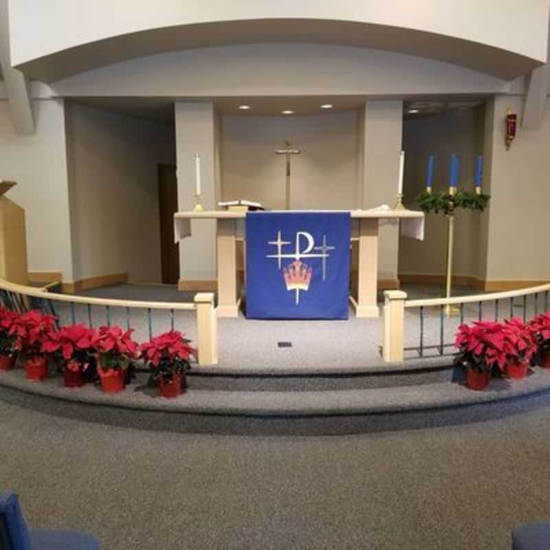 The sanctuary decorated for Christmas