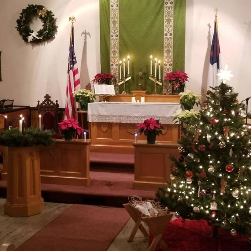 The sanctuary at Christmas