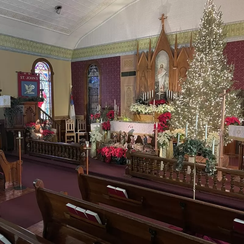 The sanctuary decorated for Christmas