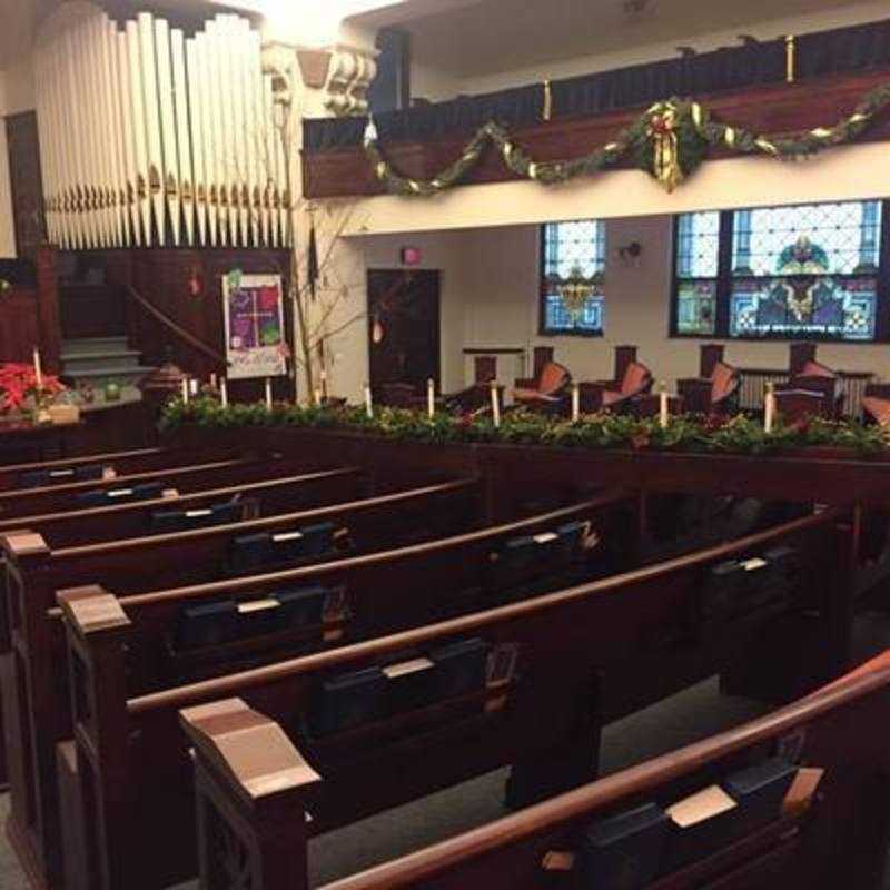 Ebensburg Presbyterian Church decorated for Christmas