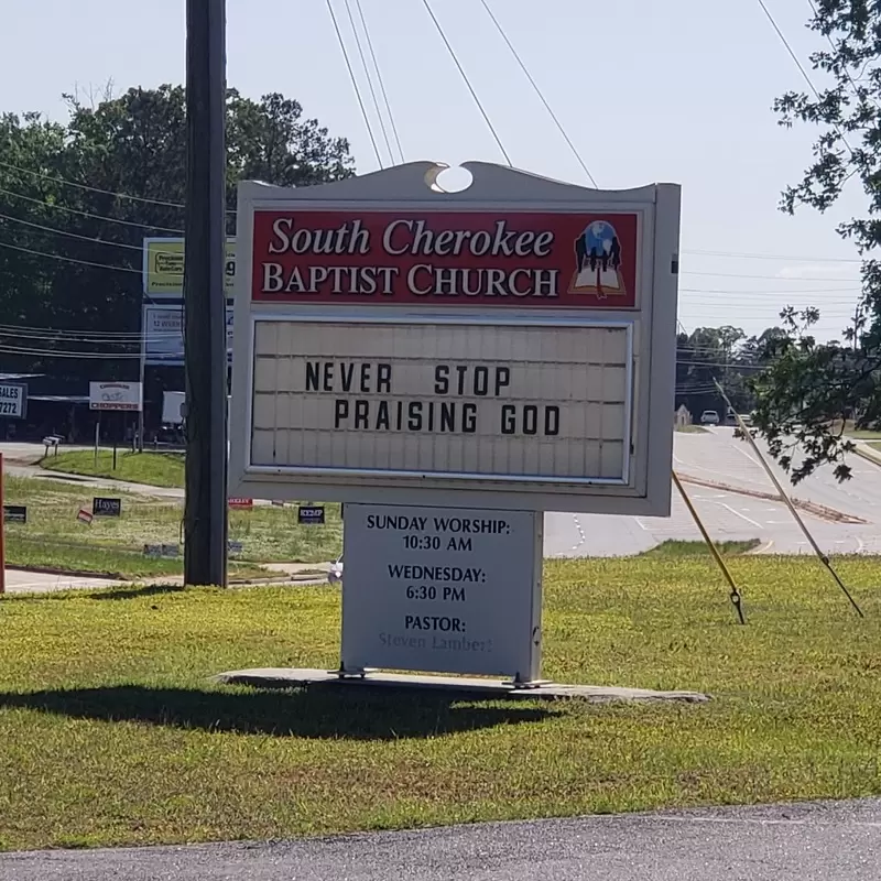 Sunday worship 10:30am - South Cherokee Baptist Church sign - photo courtesy of Michael Brooks