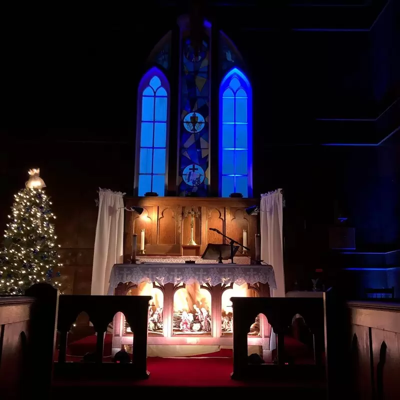 The sanctuary decorated for Christmas