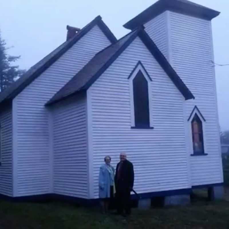 Bishop Geoff and Kathy Peddle visiting the Anglican Church of the Good Shepherd in Caplin Cove