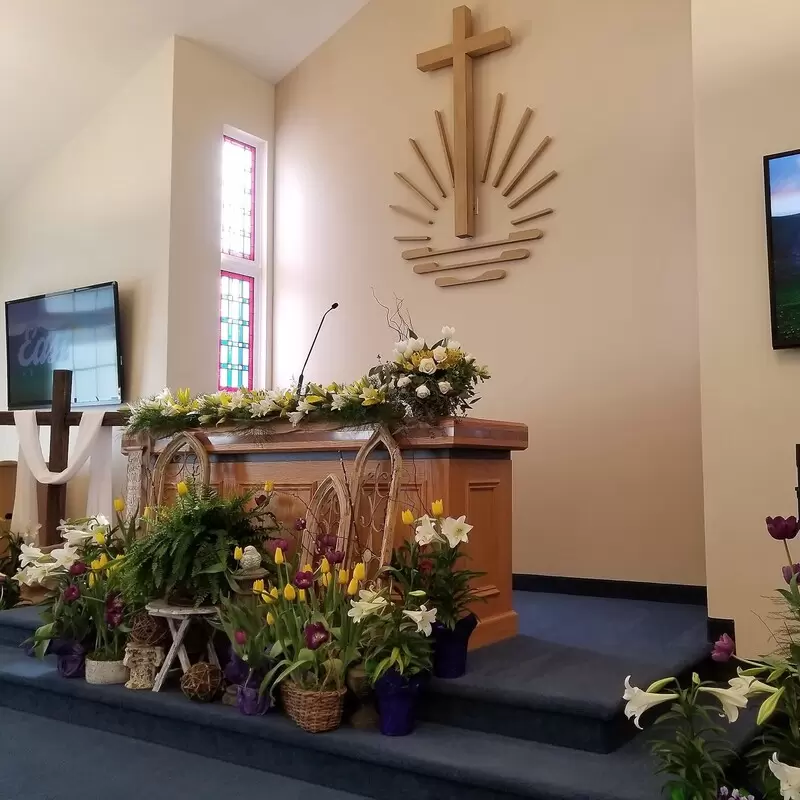 Charlotte New Apostolic Church alter at Easter - photo courtesy of John Arends