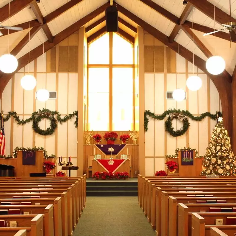 The sanctuary decorated for Christmas