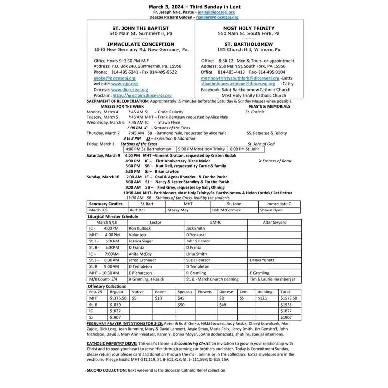 Parish Bulletin 3 March 2024