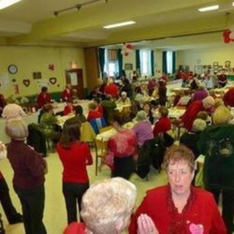 The crowd gathers at the Valentine Tea and Sale