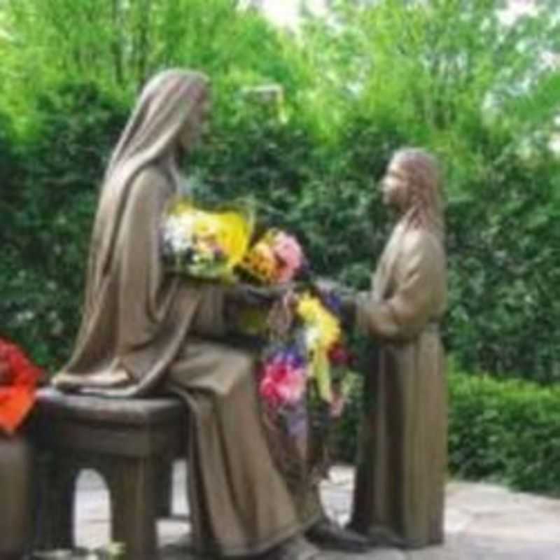 Statue of St. Ann outside the main entrance of the church