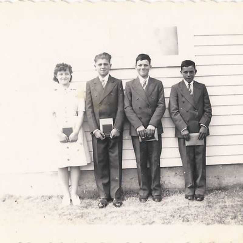 Zion Confirmation 1944: June Horst, Lowell Hartman, Walter Gassman, Jr, Max Gassman