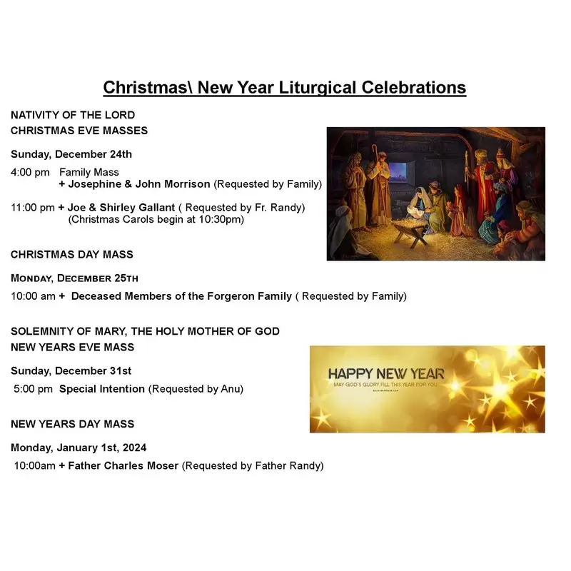 2023 Christmas / New Year Liturgical Celebrations