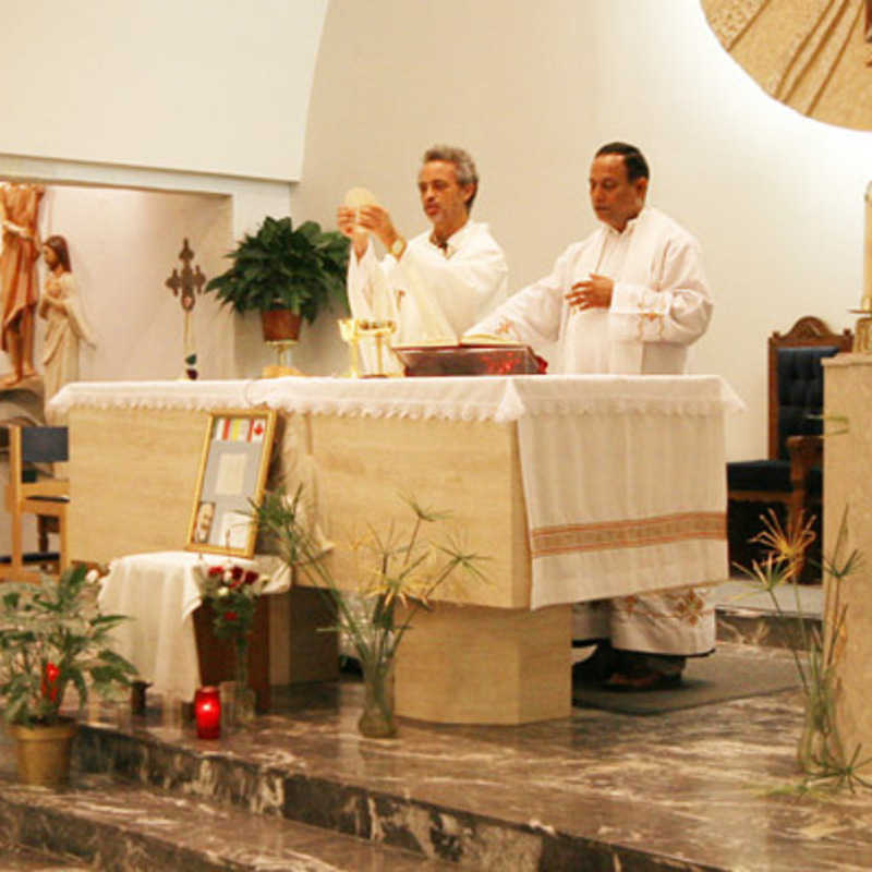 Bro. Vittorio Boria presides over the concelebration with Fr. Henry Alva