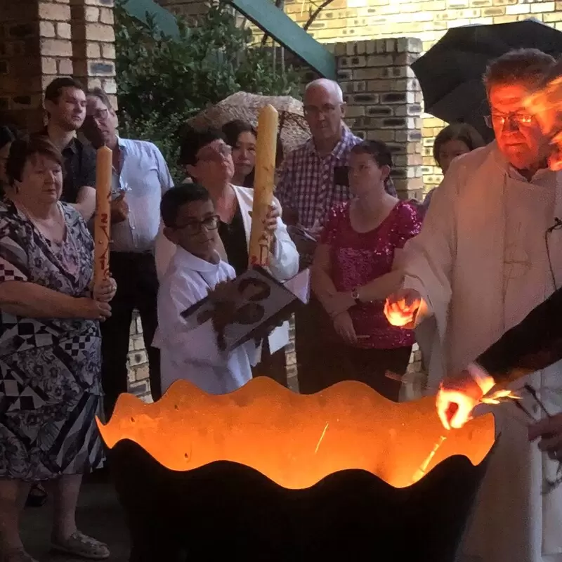 Lighting the St Bernard's and St Martin's Paschal candles