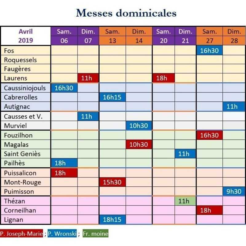 Messes du dimanche