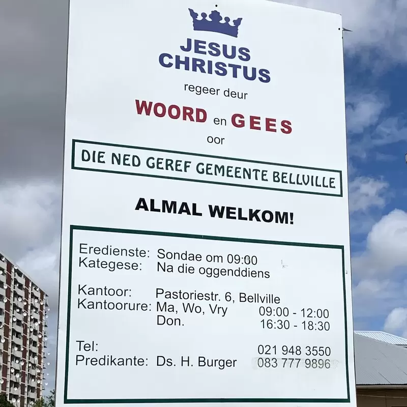 Bellville NG Kerk sign - photo courtesy of Albert Geldenhuys