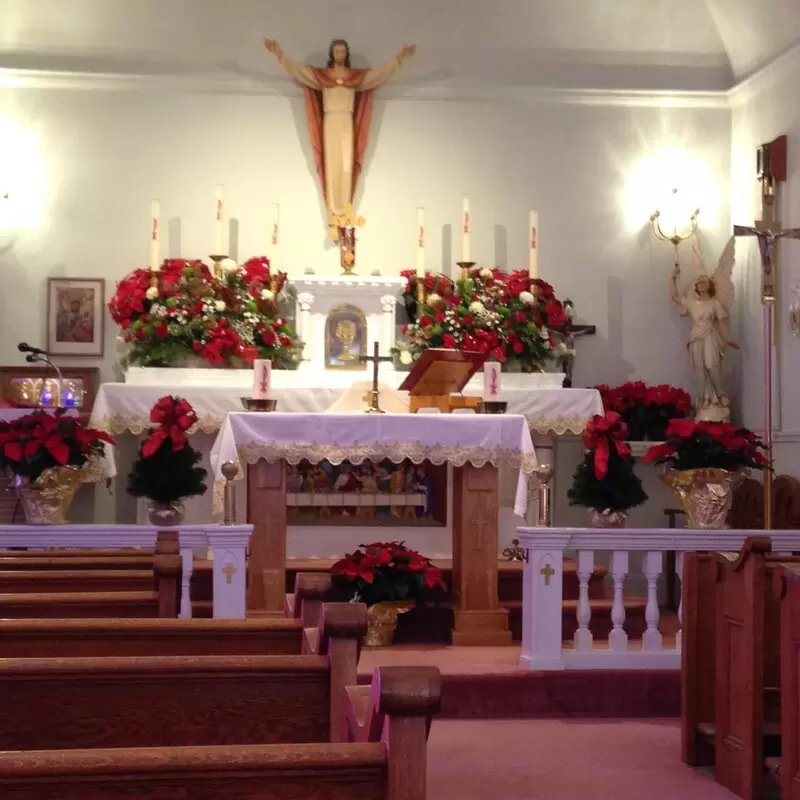 The sanctuary decorated for Christmas