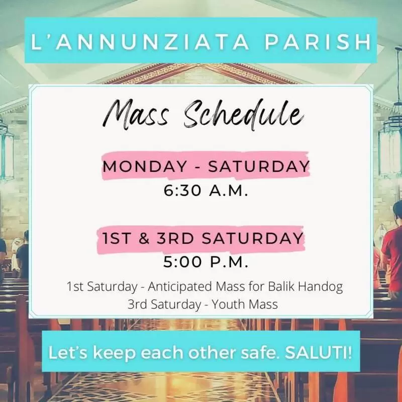 Mass schedule - weekdays