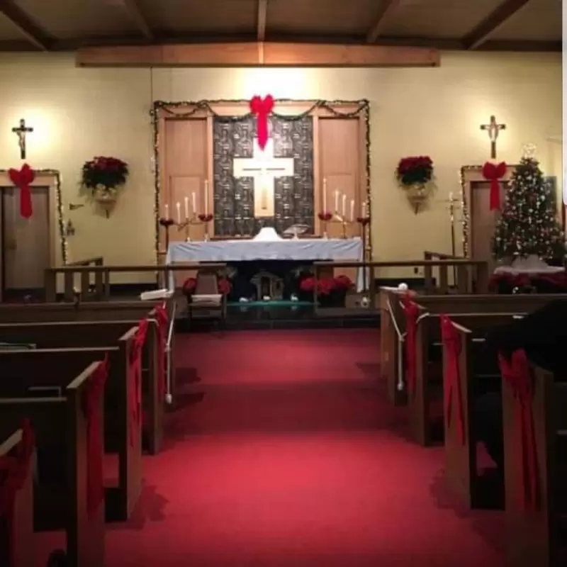 The sanctuary decorated for Christmas