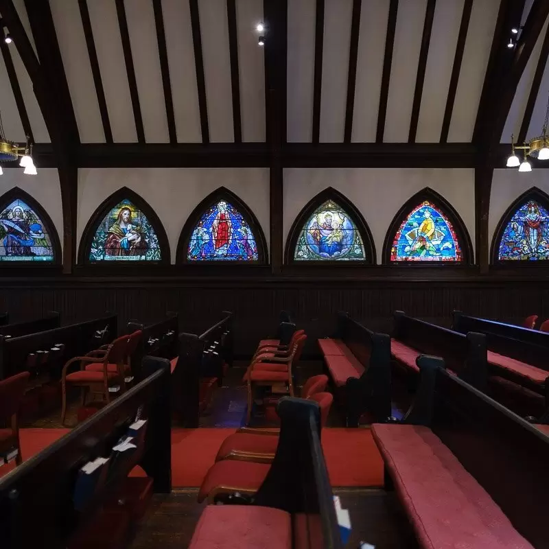 Tiffany windows on North wall