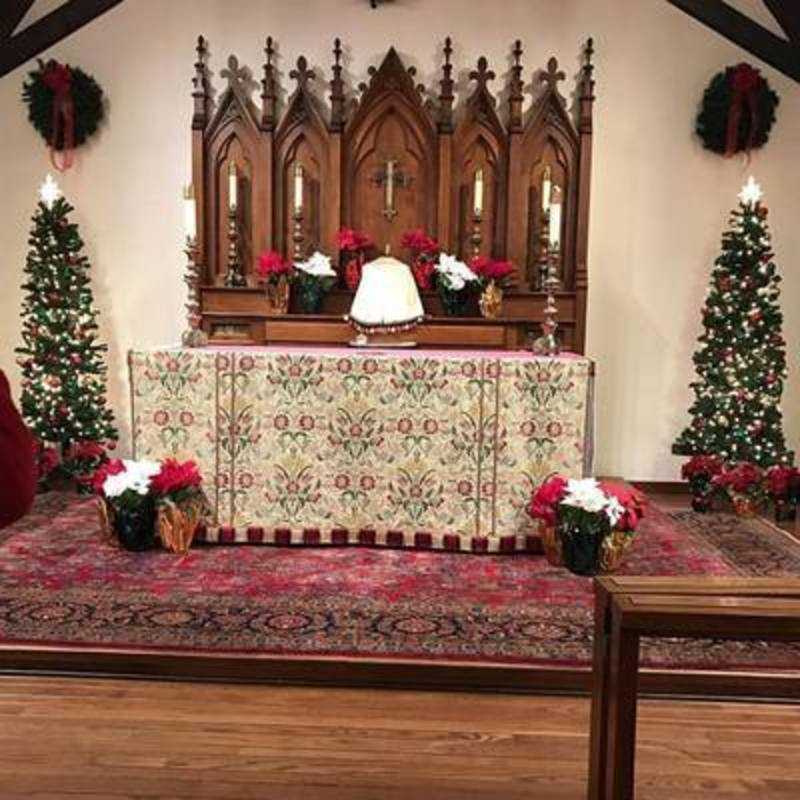 St. Barnabas' Episcopal Church altar decorated for Christmas