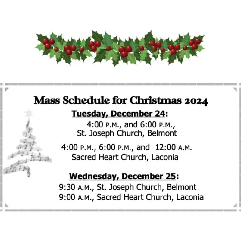 Mass Schedule for Christmas 2024