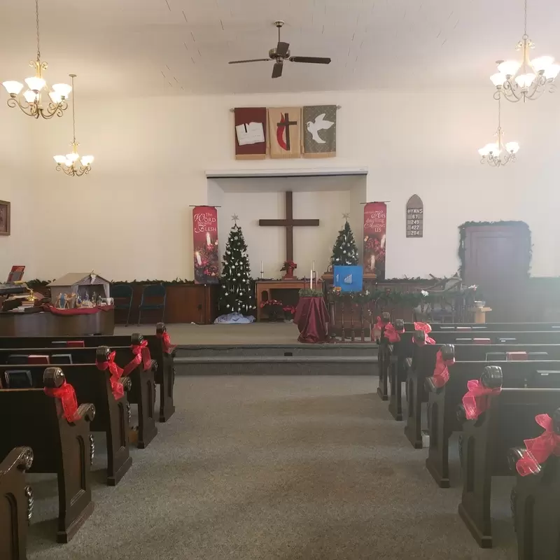 The sanctuary decorated for Christmas