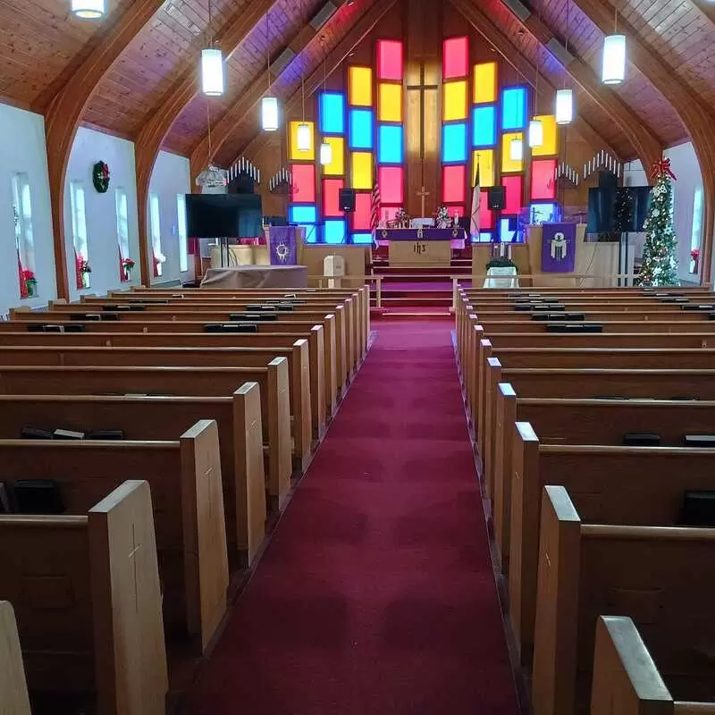 The sanctuary decorated for Christmas