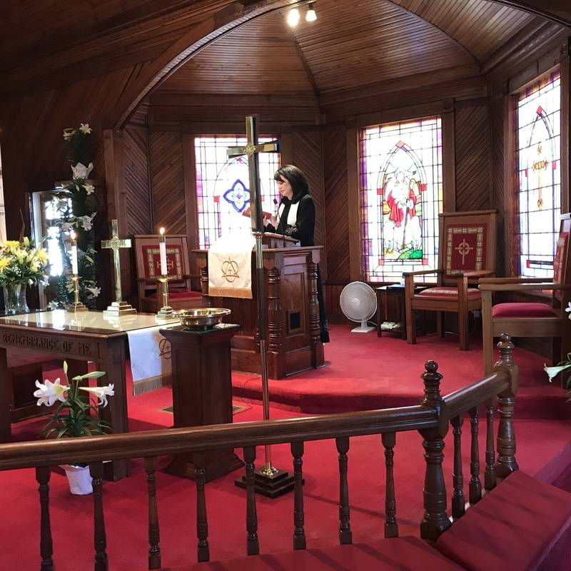 Reverend Mollie Reddic during the Easter service