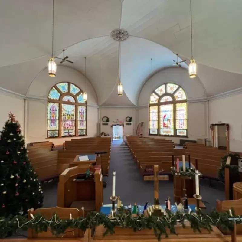 The sanctuary decorated for Christmas