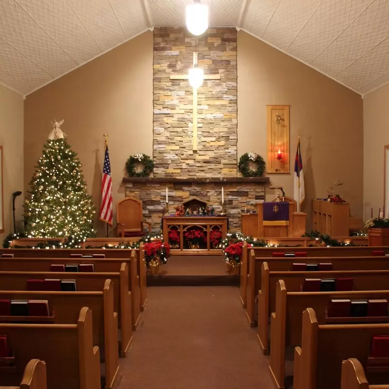 The sanctuary decorated for Christmas