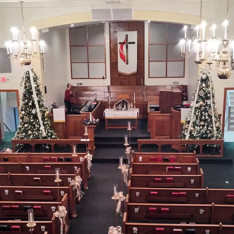 The sanctuary decorated for Christmas