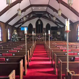 The sanctuary decorated for Christmas