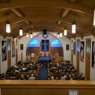 Sunday worship at Webster UMC