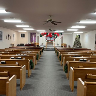 The sanctuary decorated for Christmas