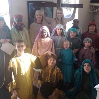 Young people of St. Paul's leading the dramatization of the Passion on Good Friday