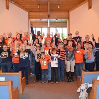 Bronco fans at Harvey Park Christian Church Denver