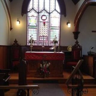 Decked out in red at Grace church for Pentecost Sunday