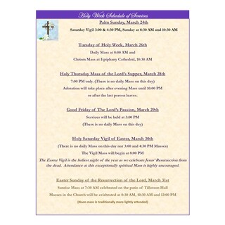 2024 Holy Week Schedule of Services