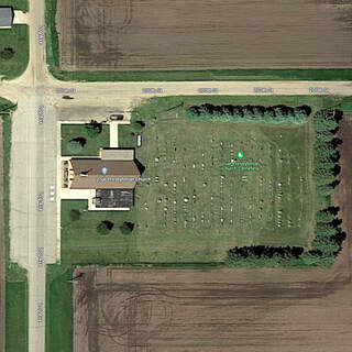 An aerial view of Zoar Presbyterian Church and cemetery