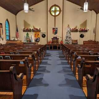 The sanctuary decorated for Christmas