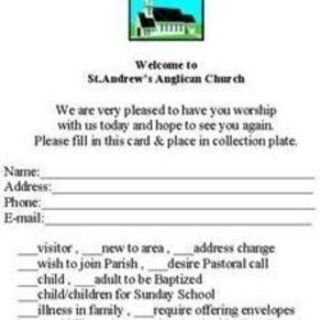 St. Andrew's Welcome Card