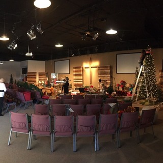 The sanctuary decorated for Christmas