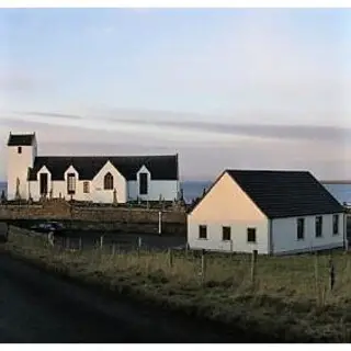 The Church and the hall in the evening light