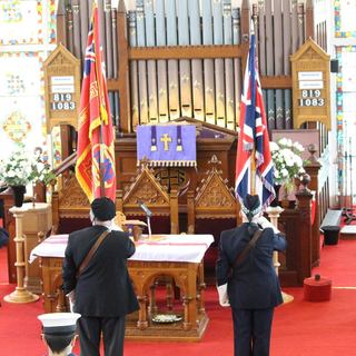 The colours at the Remembrance Service for the Battle of Jutland