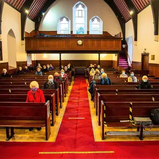 Social distancing Sunday worship at Portree Parish Church 2020