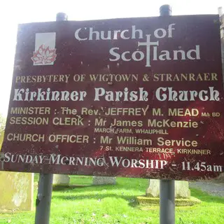 Kirkinner Parish Church sign - photo coutesy of Find a Grave member 'Lost Ancestors'