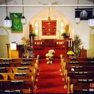 St. James Church decorated for Thanksgiving Sunday