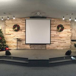 The sanctuary decorated for Christmas